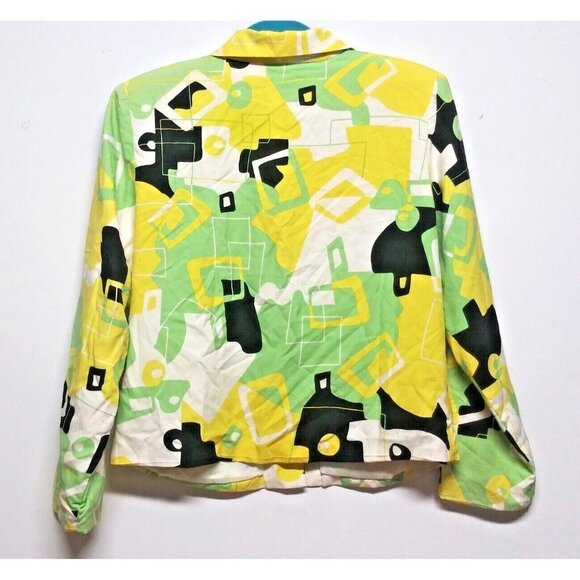 Nancy Bolen City Girl Blazer Jacket 100% Silk PS Relaxed abstract geometric - Picture 2 of 7